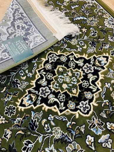 Mada Al Rawdah Premium Prayer Mat – Green | 8mm Thick